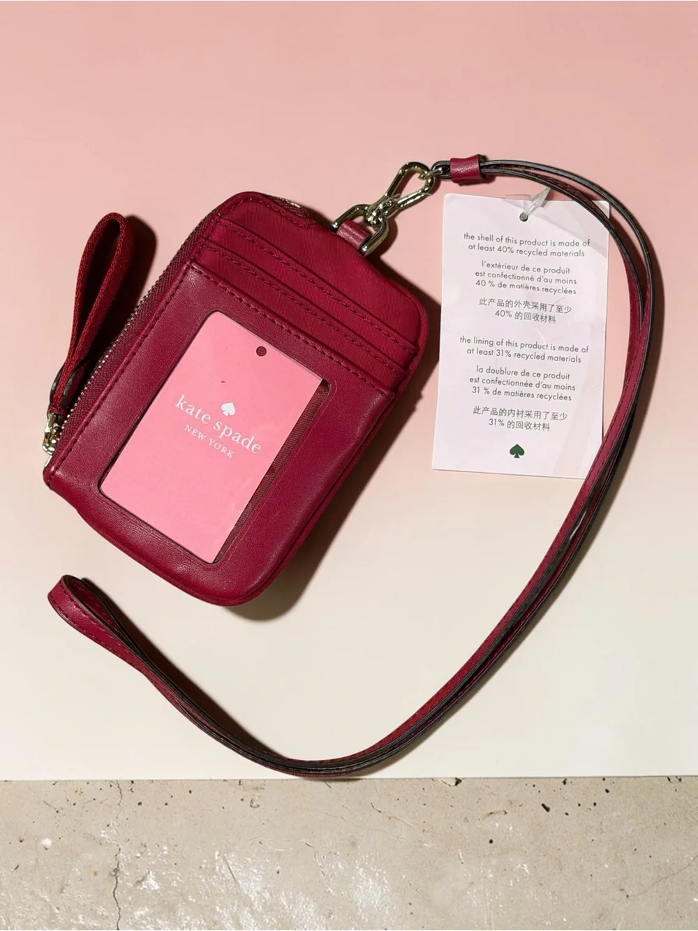 Kate Spade Chelsea The Little Better Cranberry Zip Card Case Wristlet NWT